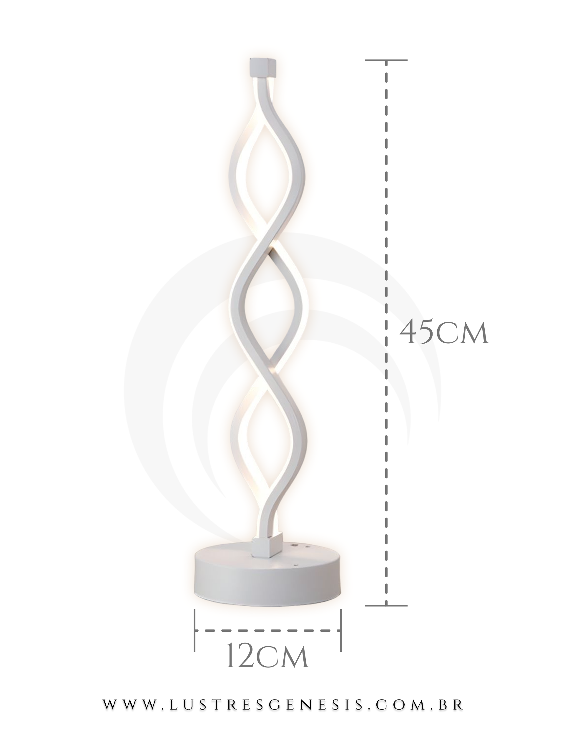 Medidas do Luminária de Mesa Moderna de LED Genoma DNA Branco